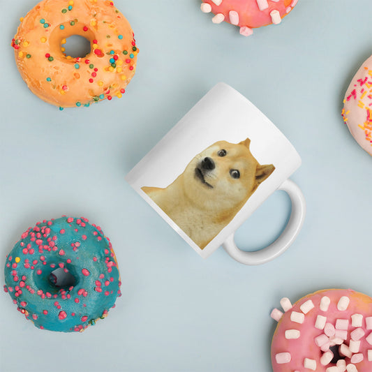 Dogecoin White glossy mug