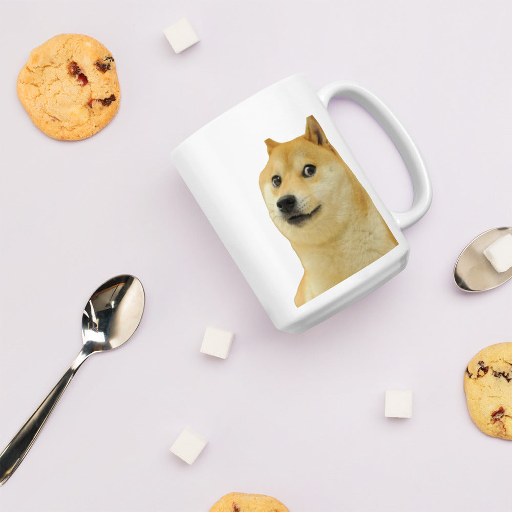 Dogecoin White glossy mug